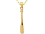 14K Yellow Gold Baseball Bat Pendant Necklace in with Chain